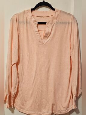 Light Peach V-Neck Long Sleeve Top